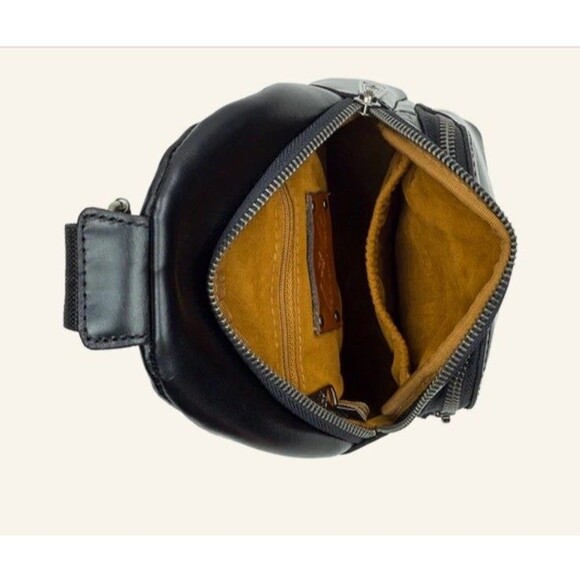 Patricia Nash Louetta Sling Bag Crossbody Distressed Vintage Leather Black NWT - Picture 4 of 7